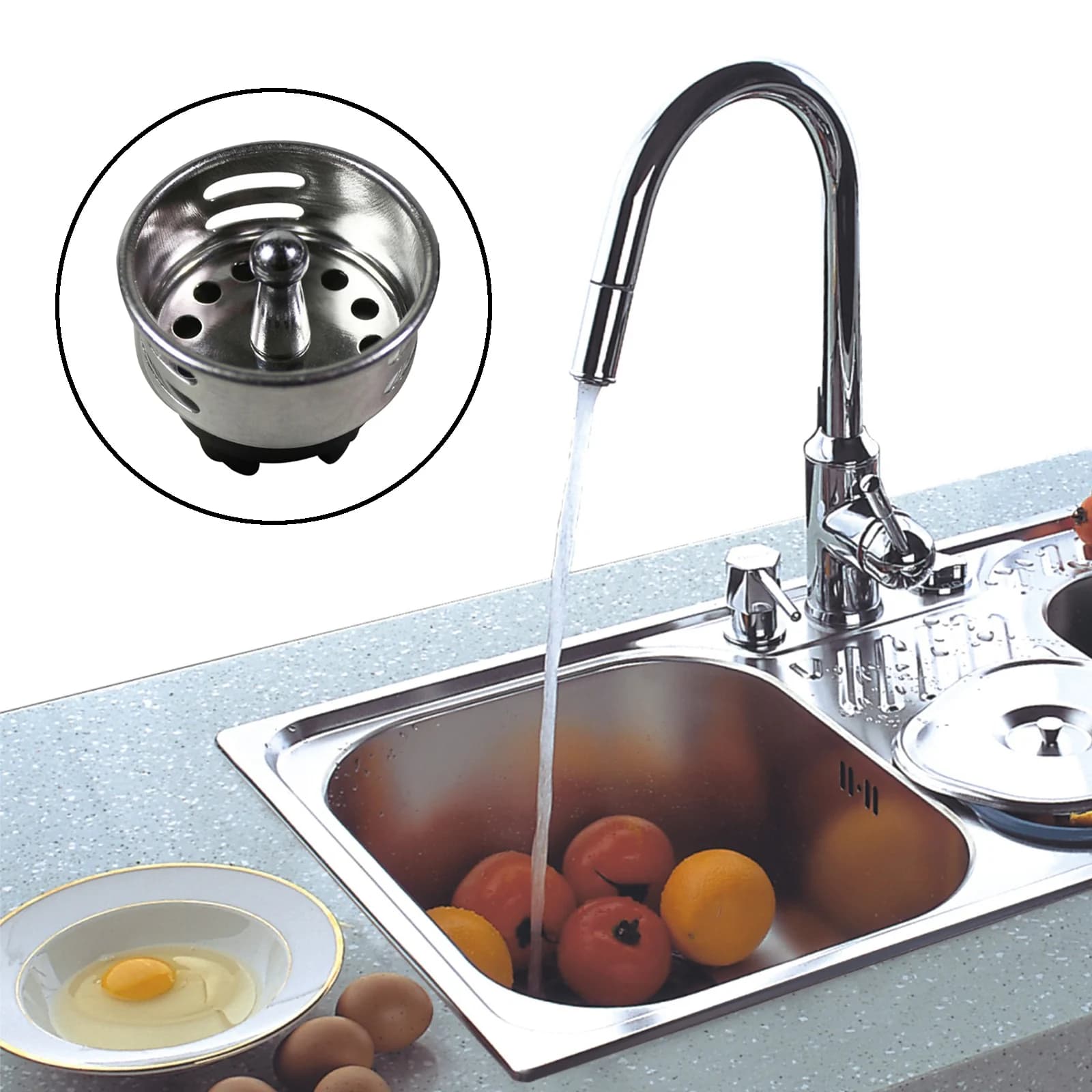 Stainless Steel Disposal Flange Insert & Sink Waste Strainer