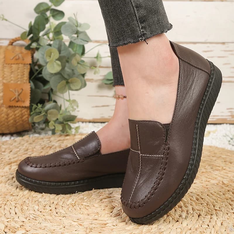 Mocassini in pelle da donna, scarpe oxford da donna, scarpe in pelle leggere da mamma, scarpe casual in tessuto e pelle morbida