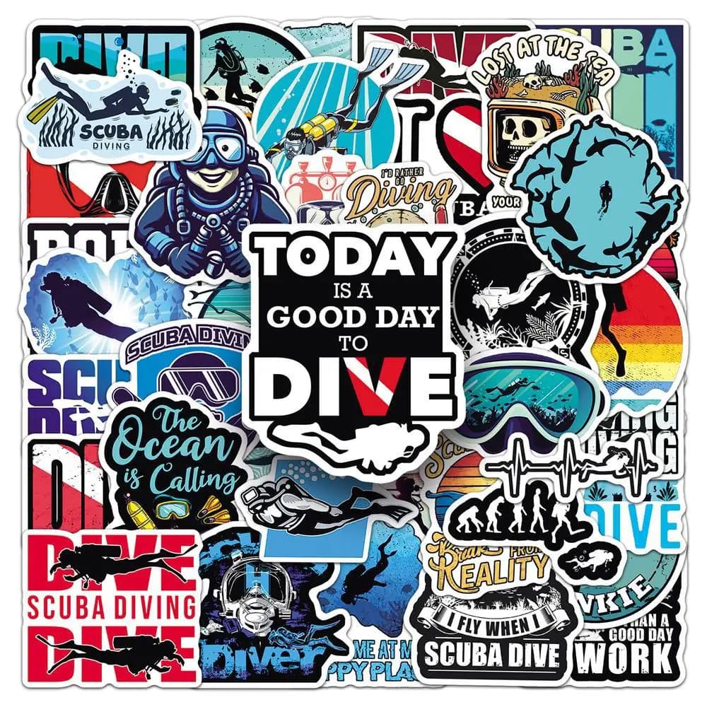 50 Pieces Wall decals Submarine Sports series with Text Cartoon, Decorative for Casco, Bottle, Quaderno, iPad, Waterproof, Children's Toys