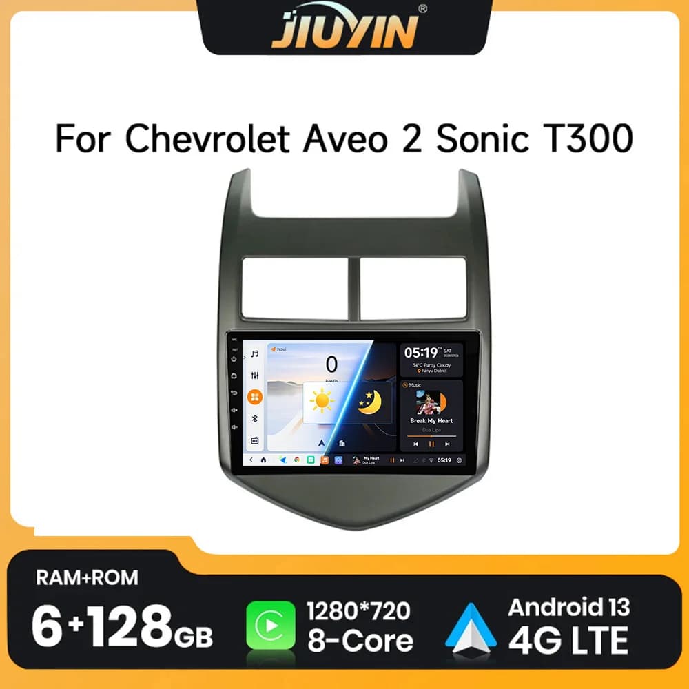 JIUYIN Android 13 autoradio per Chevrolet Aveo 2 Sonic T300 2011 2012 2013 2014 2015 Multimedia navigazione GPS Carplay Head Unit