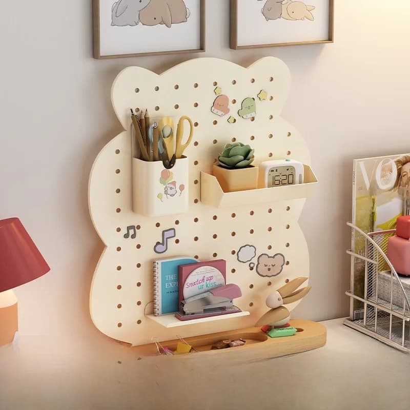 Organizzatore da Scrivania con Pannello Forato, Scatola Portaoggetti per Ufficio, Soluzione Essenziale per Dormitorio