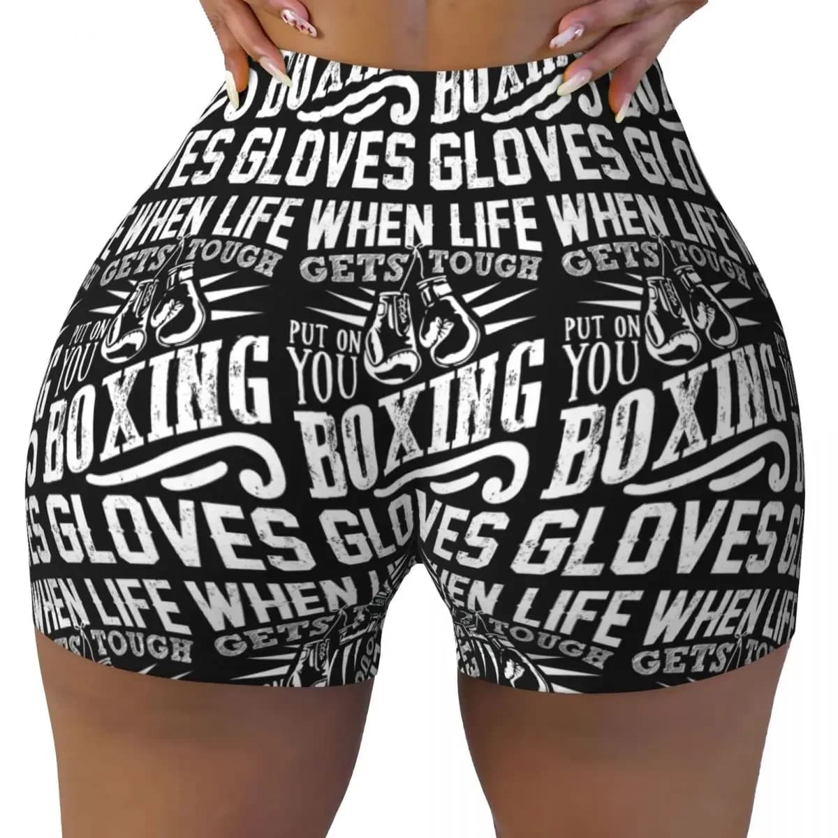 Custom Boxing Gloves Yoga Shorts Women Gym Workout Running Athletic Volleyball Biker Shorts