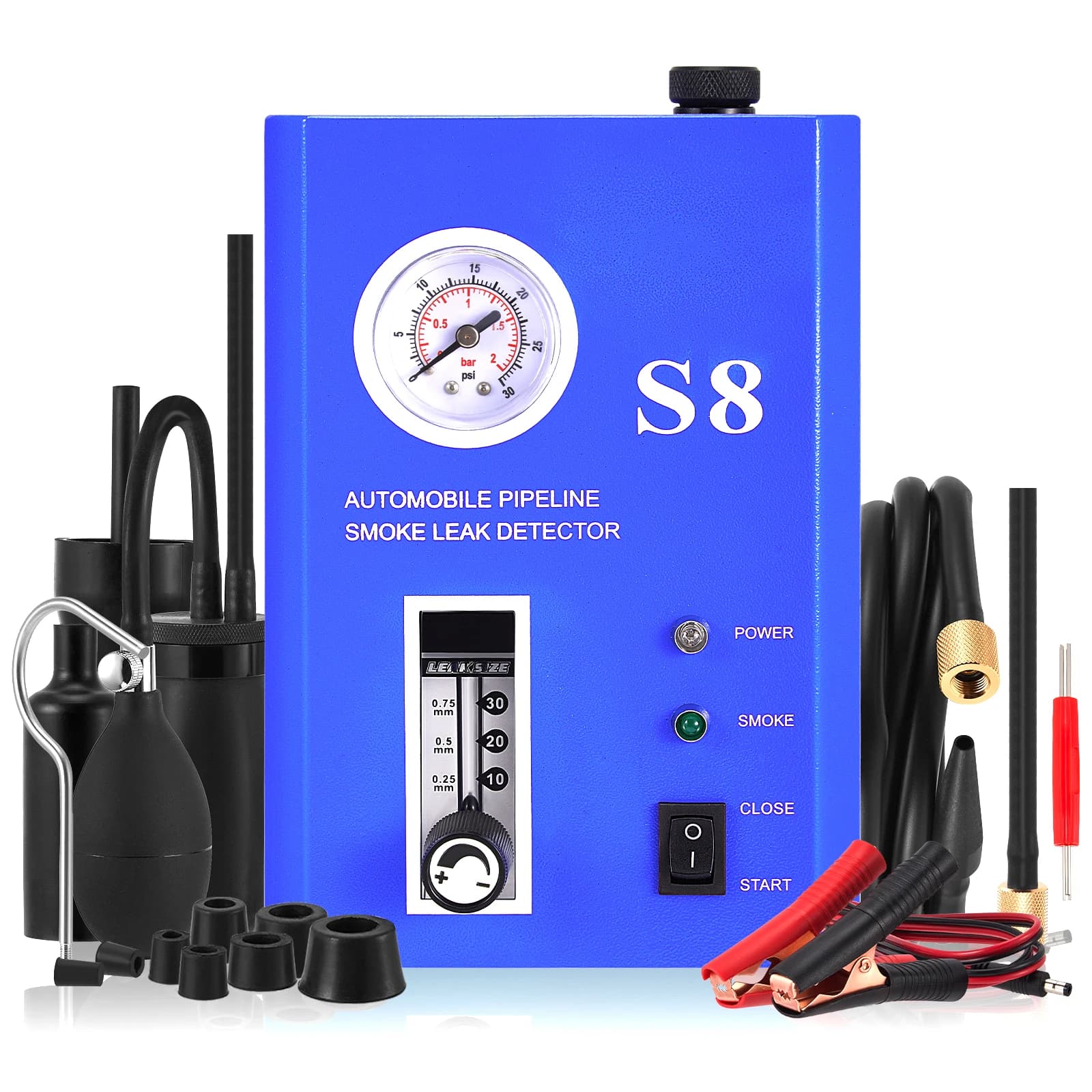 Rilevatore di perdite per macchina del fumo automobilistica con pompa d'aria incorporata EVAP Tester diagnostico per fumo sottovuoto per auto, moto, barca da 12 V