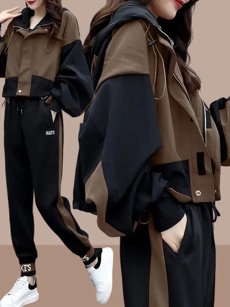 Fashionable Sportswear Set Women's Casual Two-Piece Suit Spring Autumn New Style Youthful Small Stature Ladies' Ensemble