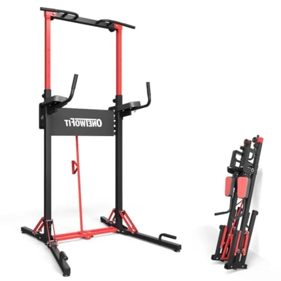 Foldable Multifunction Station for Tractions and Dip, Adjustable Height, for Gym Training and Muscle Enhancement