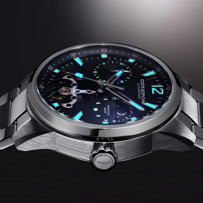 CERIEPON Men's Mechanical Automatic Business Multi-function Watch Luminescent 5ATM Waterproof Sapphier Glass Perfect Gift