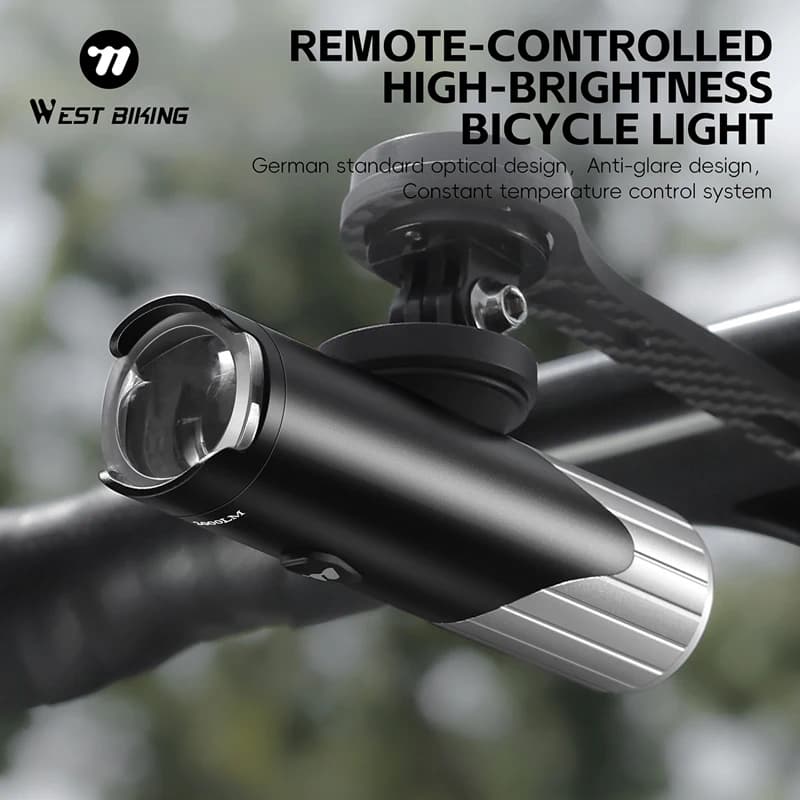 WEST BIKING Luce anteriore per bici IP66 Antipioggia 1300/1600/2000LM Faro da ciclismo Tipo-C Torcia di ricarica Luce per bicicletta