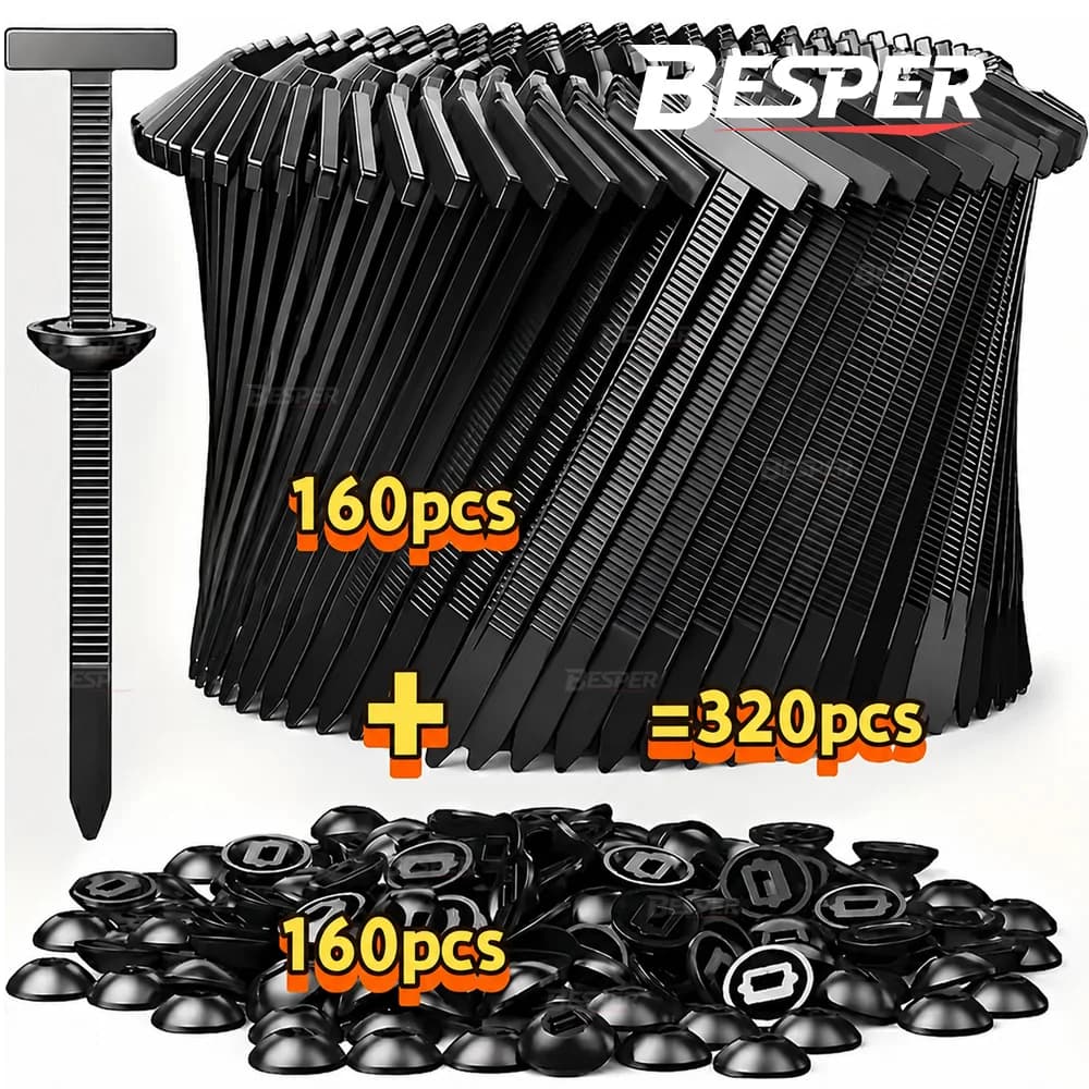 320Pcs Nylon Universal Cable Tie Buckle Zip Tie, Self-Locking Push Pin Button Fixion Tools Easy Install Zipper Clips Car Repair