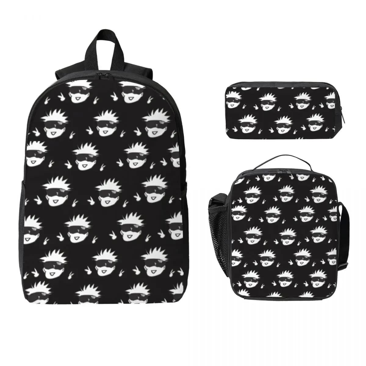 3Pcs Jujutsus Kaisens Backpack Set for Girls Boys Pencil Boxes Bookbag Sets with Lunch Box For School Students Daypack