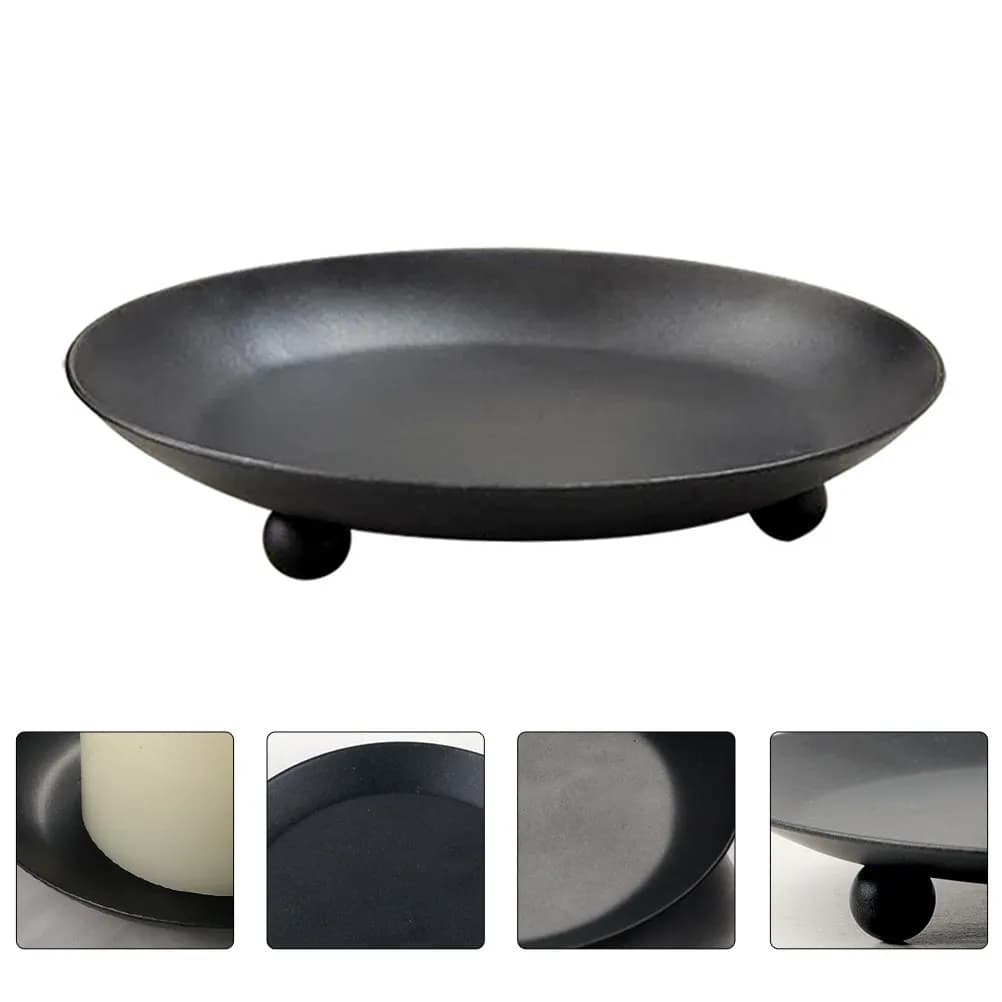 Compact Space Saving Iron Base Decorative Holder for Pillar Candles Festive Party Home Dining Room