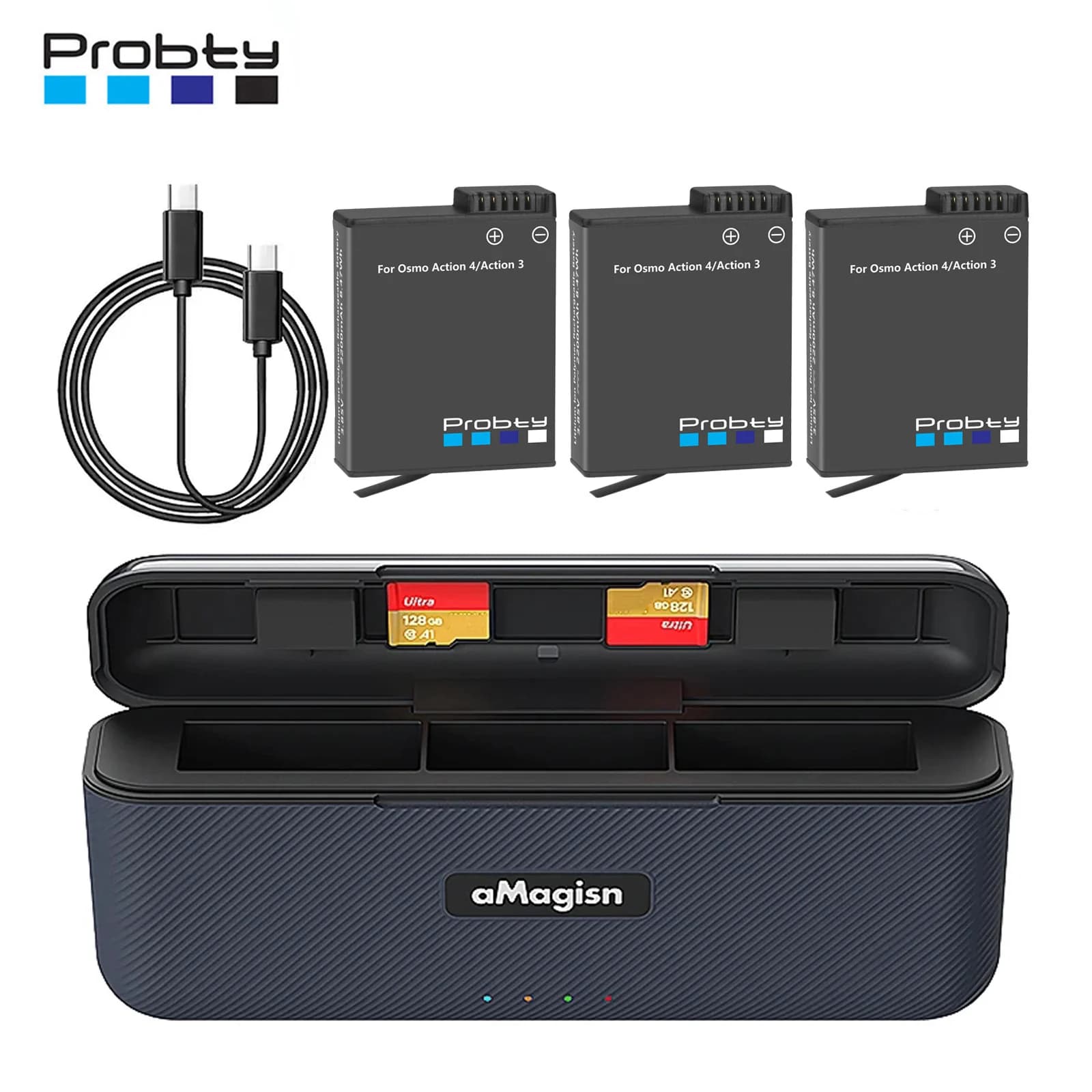2200mAh for DJI Osmo Action 4 battery + fast charging box for DJI Action 3 Action 4 accessories for sports cameras