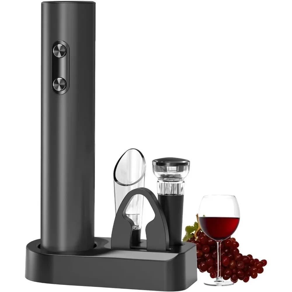 Set apribottiglie elettrico per vino con base di ricarica o apribottiglie alimentato a batteria con luce LED adatto per gli appassionati di vino