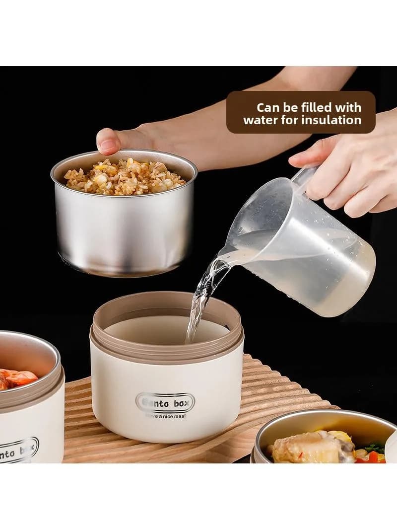 Contenitore per Pranzo in Acciaio Inox a Prova di Perdite, Isolato, Riscaldabile nel Microonde, Multi-Strato, Bento Box Moderno e Semplice