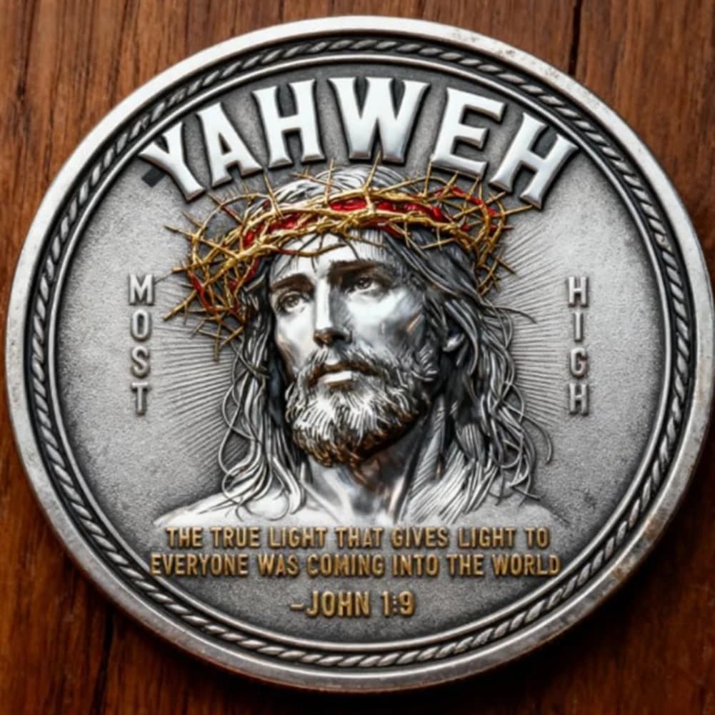 Moneta commemorativa in metallo con vera fede leggera, scrivania da studio con promemoria spirituale duraturo, regalo significativo per credenti