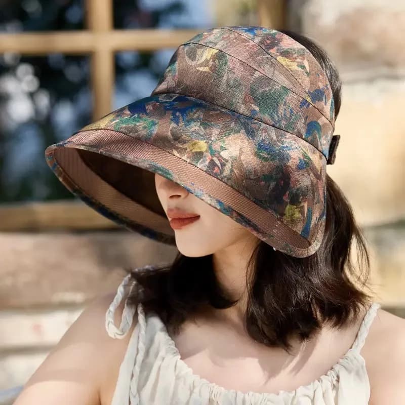 Women's Foldable Sunhat Summer Outdoor Beach Fisherman Hat Sunscreen UV Protection Cap Wide Brim Bucket Caps Empty Top Hat