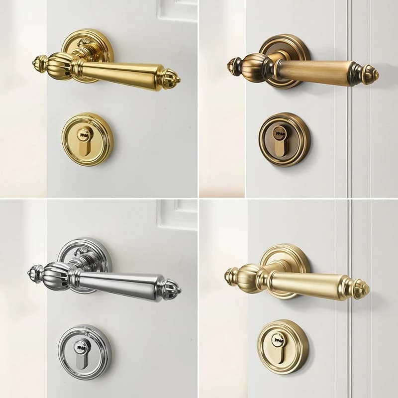Set di serrature per porte silenziose di lusso con chiavi Serrature per porte di sicurezza per bagno Maniglie Serrature per maniglie per porte interne ed esterne francesi