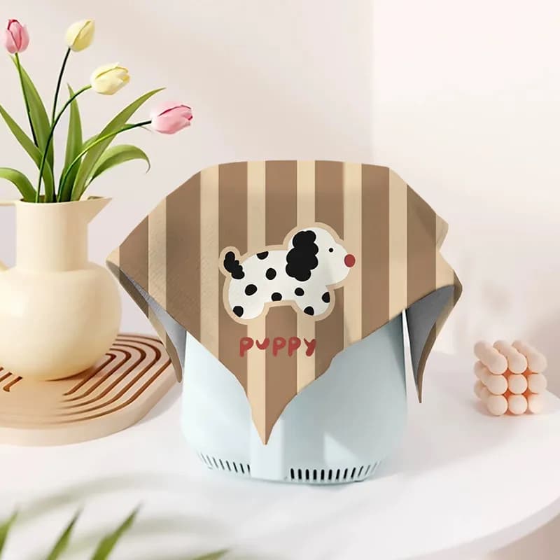 VIKAMA Pet Print Short Plush Cover, Waterproof Dust Protector for Air Fryer, Coffee Maker & Small Kitchen Gear