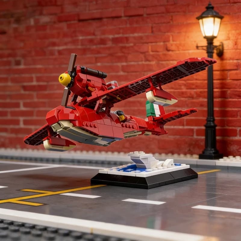 Set di blocchi da costruzione per aereo rosso da 576 pezzi, modello di biplano classico, giocattolo educativo STEM per adolescenti e adulti, idea regalo per le vacanze