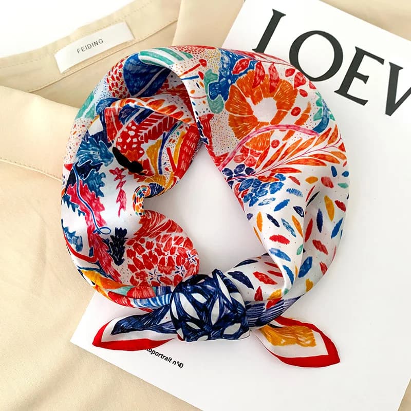 53cm sciarpa di seta quadrata donna natura raso di seta collo fazzoletto fasce per capelli Lady Office Ties Girl Gift Bandana Foulard piccole sciarpe