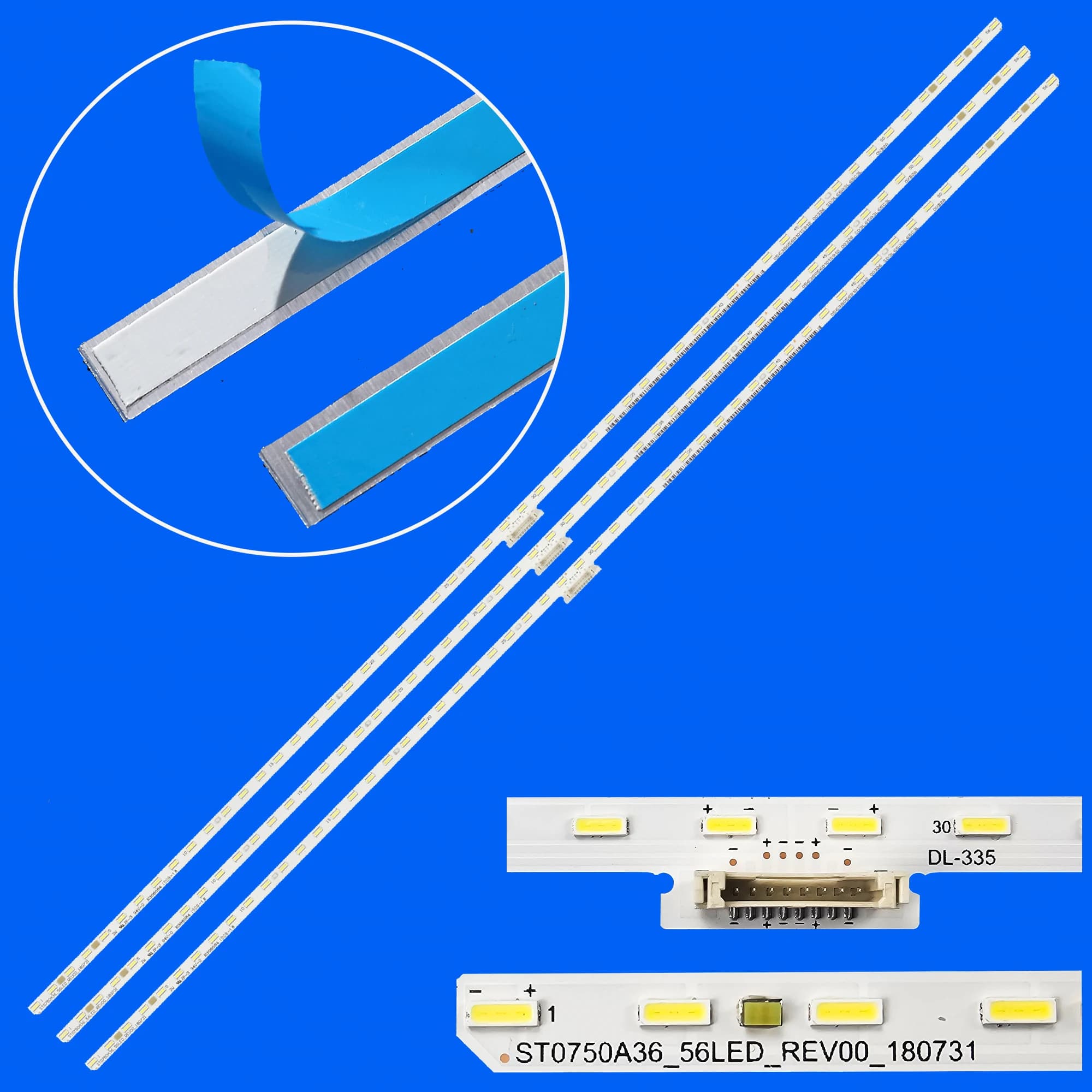 Striscia di retroilluminazione a LED per KD-75X8500F KD-75XG8596 KD-75XG8505 KD-75XF8596 ST0750A36_56LED_REV00_180731 V750QWME02
