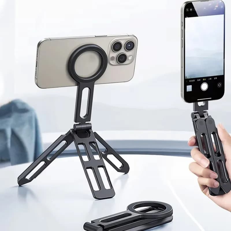 Supporto Magnetico per Telefono con Treppiede Pieghevole e Portatile, Supporto Regolabile per iPhone Serie 16 15 14 13 12