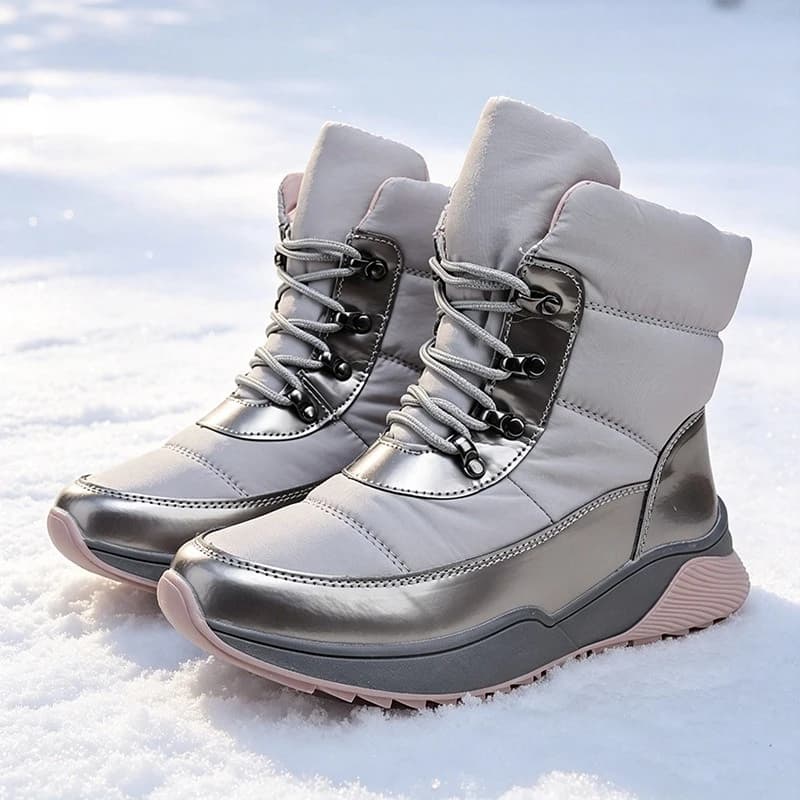 Winter Waterproof Snow Boot Women High-top Ankle Boots Ladies Thick Plush Warm Snow Hiking Boots Outdoor Cotton Shoes Sneakers