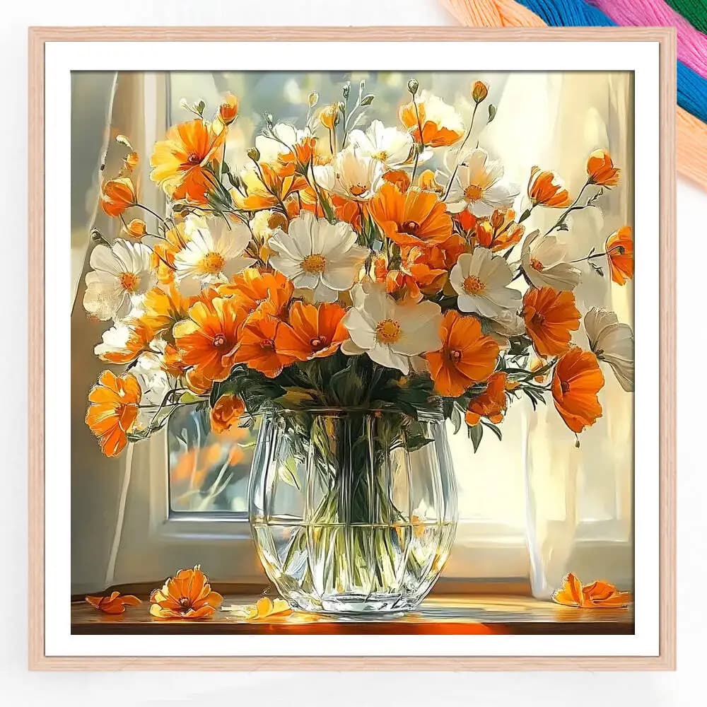 Bunch Of Flowers In A Vase Cross Stitch Kit Diy 11CT Embroidery Kits Home Fashionable Hanging Painting Craft