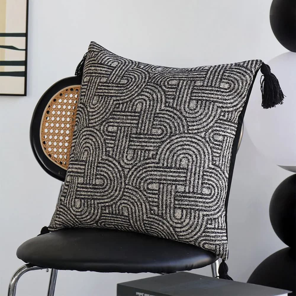 Fodera per cuscino con nappe geometriche divano per soggiorno federa decorativa Jacquard Soft Home Decor Retro Boho Style Funda Cojin