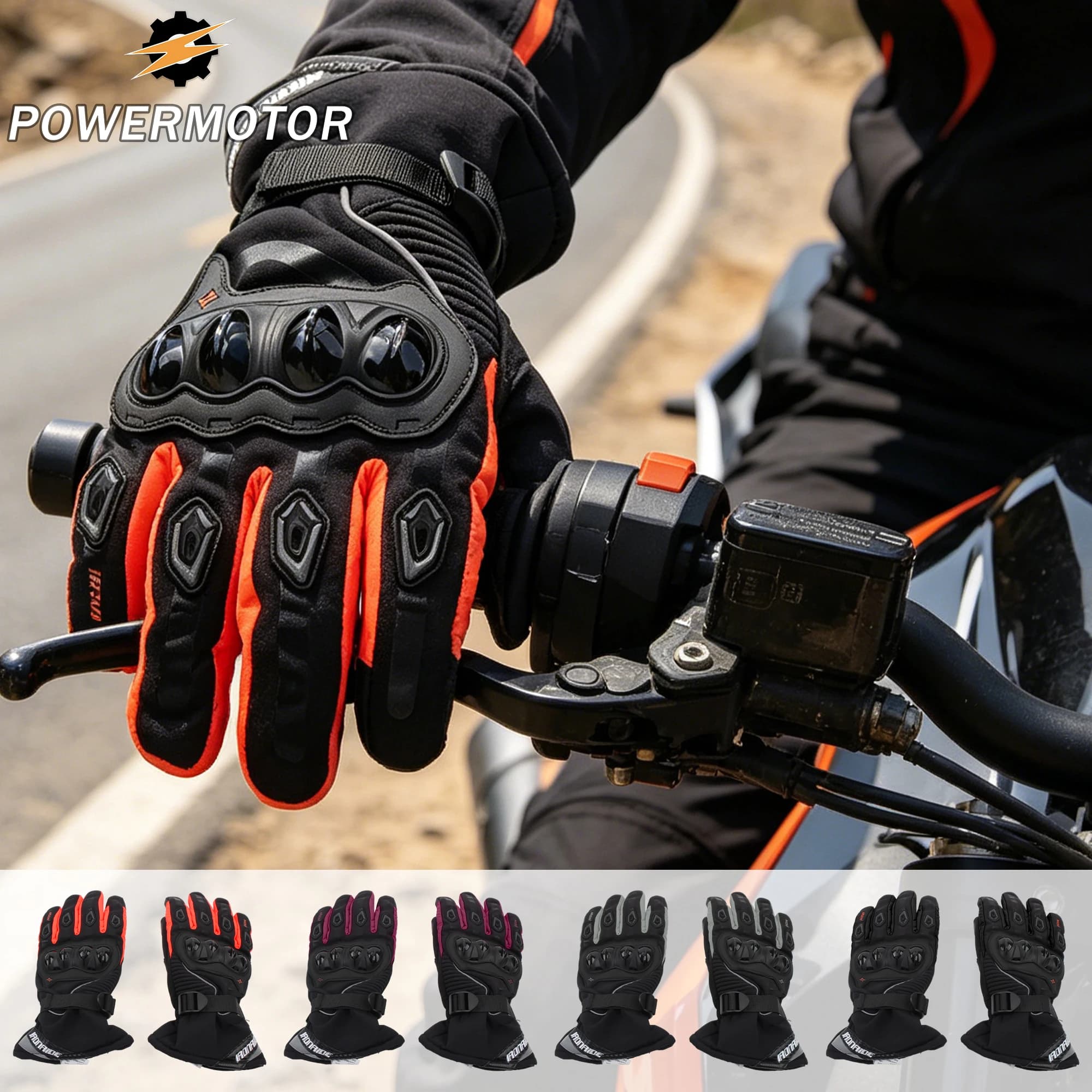 Guanti da Moto Integrali Antivento Impermeabili, Guanti Protettivi per Ciclismo, Supermoto, Motocross con Funzione Touch Screen