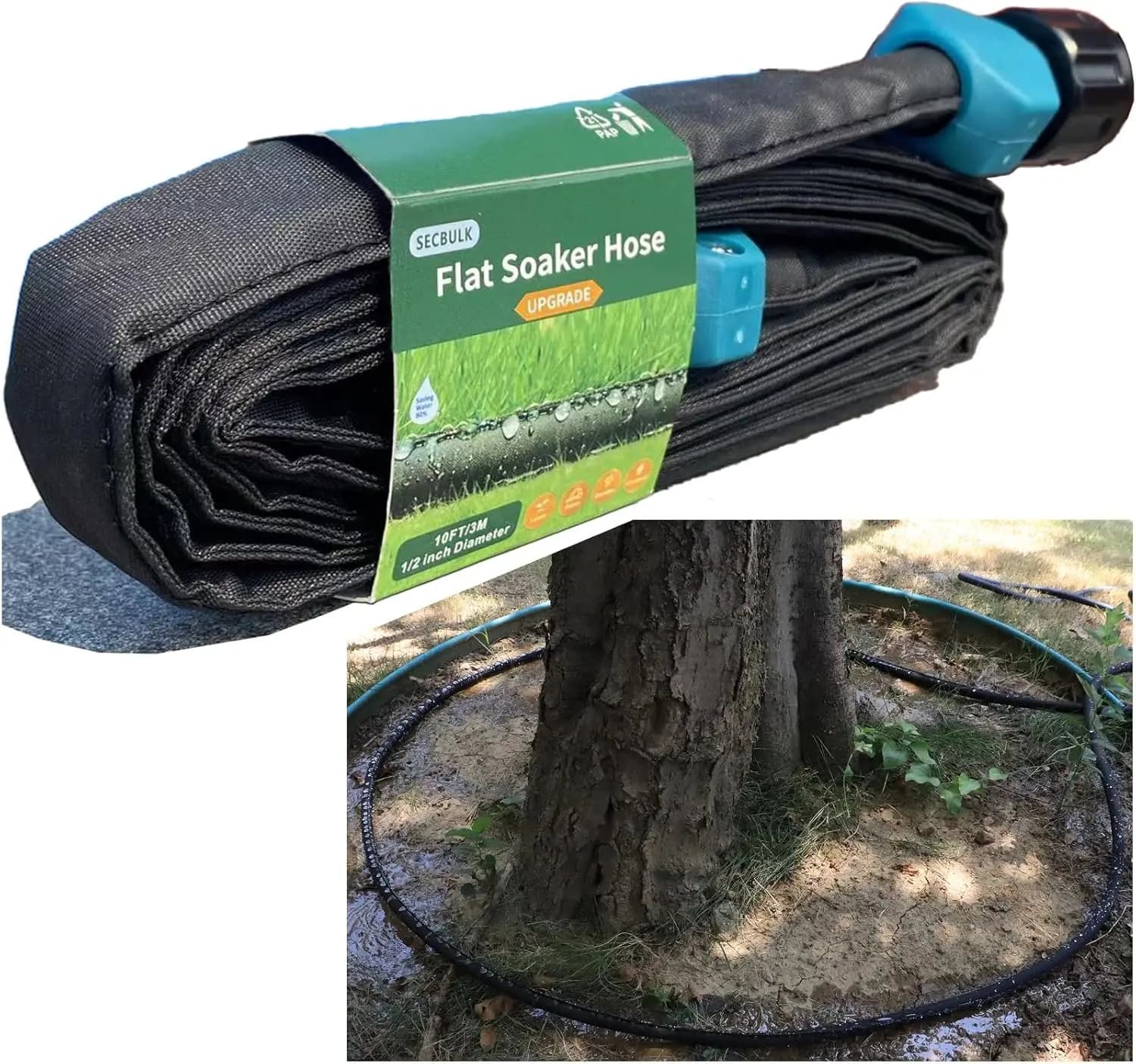 Garden Irrigation Pipe 3 Meters, Connectable Drop Irrigation System with Double-layer Design Anti-loss