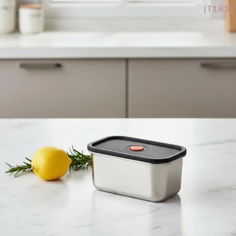 [E] 4pc Stainless Steel Food Storage Containers Set Thickened Leakproof Stackable For Fridge Freezer And Pantry Organization