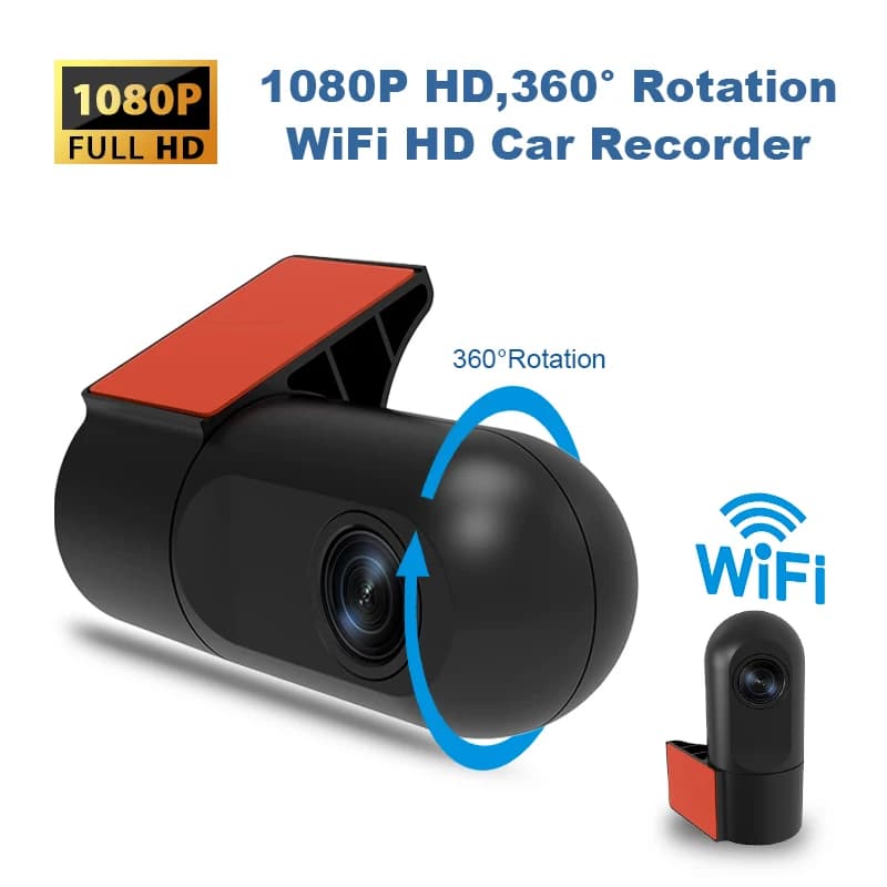 WiFi 1080P HD 360 ° APP control recorder with rotation 360 ° Smart car camera recorder with night vision IR for all cars