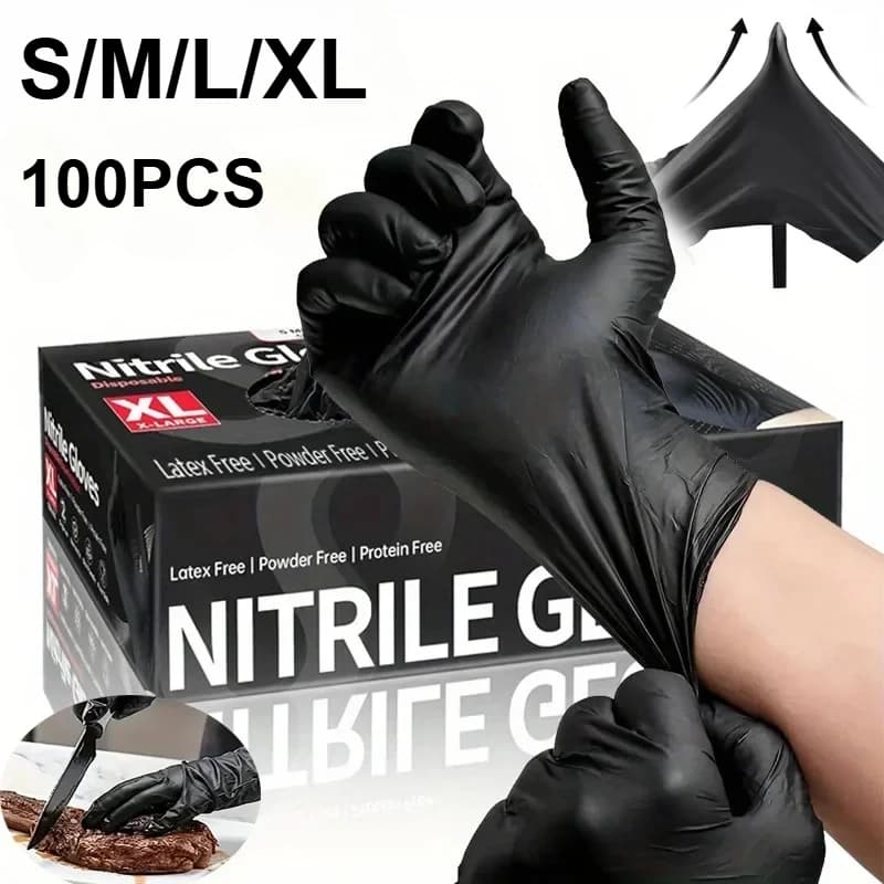 10-100PCS Guanti Neri Lavaggio Stoviglie Monouso Senza Lattice Guanto IN PVC Industria Auto Cura Delle Animali Domestici Guanti Da Cucina per Cucinare