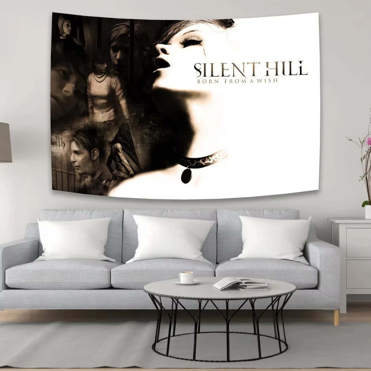 VIKAMA Silent Hill Mysterious Dream Tapestry Scandinavian Ins Style Ink Pattern Living Room Bedroom Decorative Wall Art