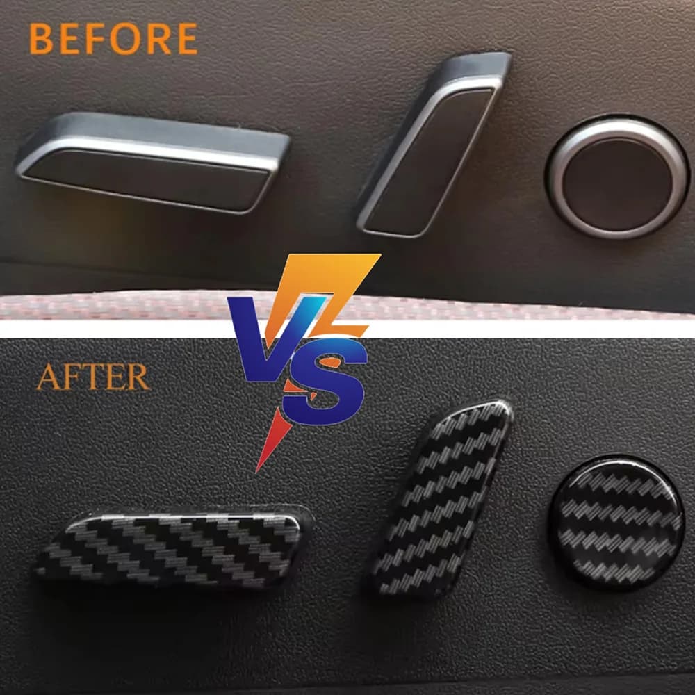 For Tesla Model 3 Model Y Carbon Fiber Auto Accessories 6Pcs/set ABS Car Seat Adjustment Knob Button Switch Cover Trim