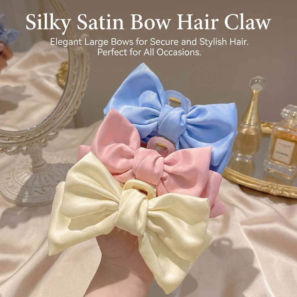 Large women's bow hair clips, suitable for everyday use, hair clamp, fashionable shark clip for horsetail, hair accessories
