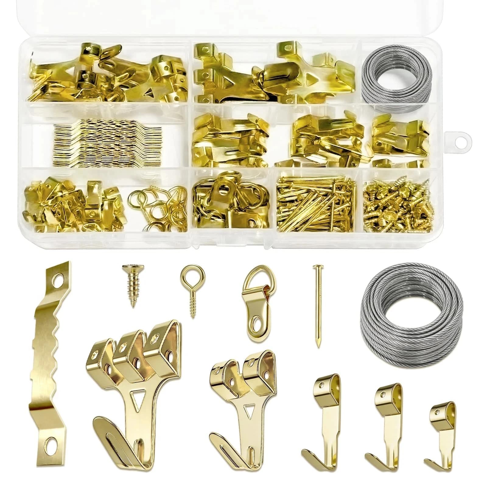 220Pcs Picture Hanging Kit Metal Photo Hook Photo Frame Hanging Mounting Accessories Multi-purpose Clock Wall Drawing Hanger