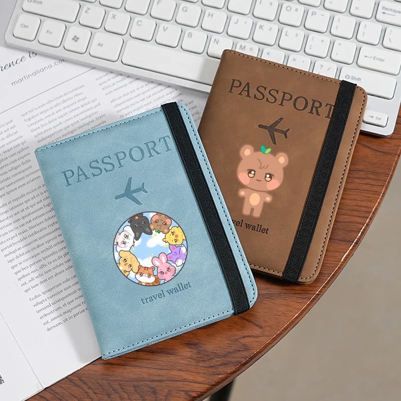 Kpop Aniteez RFID Passport Holder Women Men Travel Wallet Travel Passport Holder ID Card Covers Gift Document Holder Passport