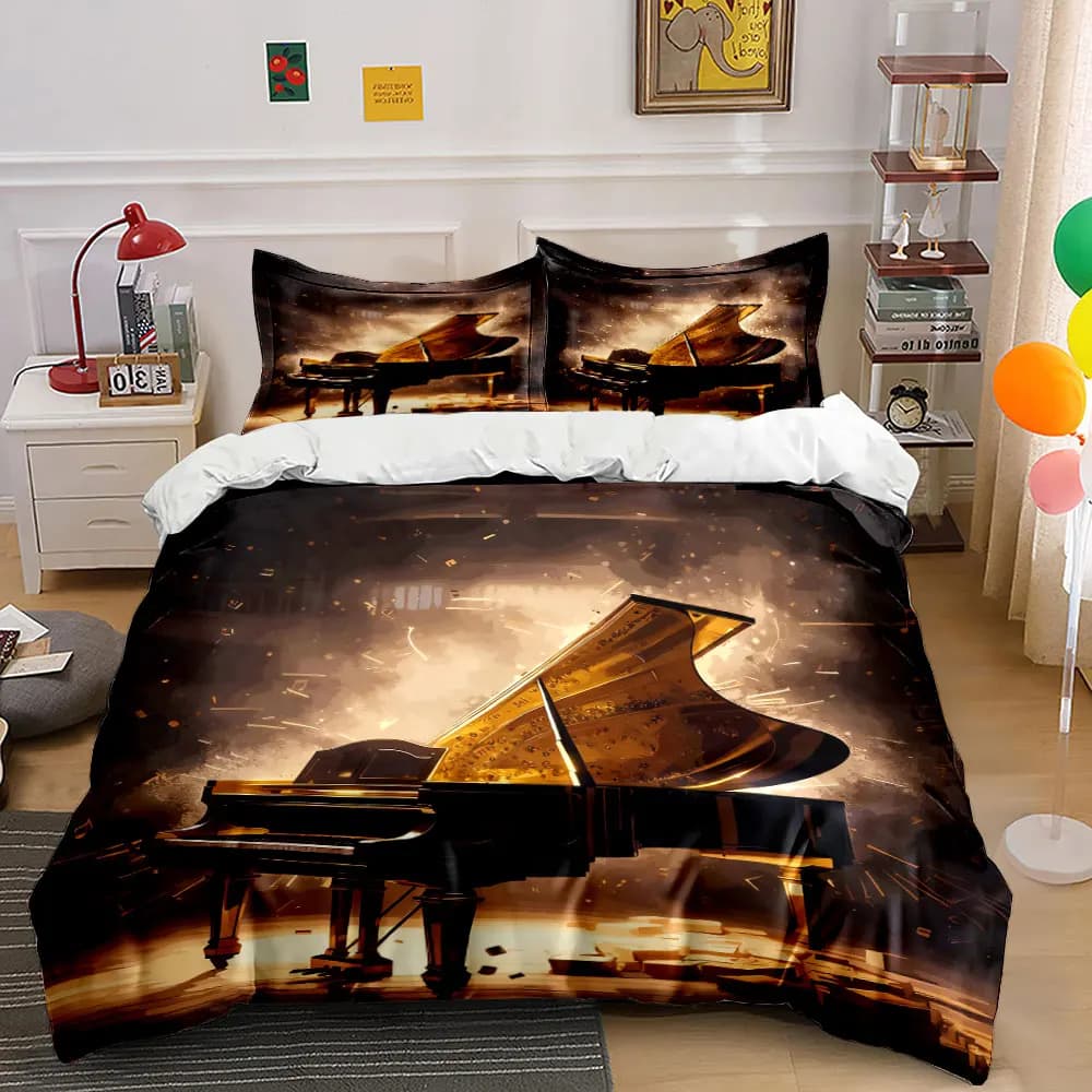 Set di Biancheria da Letto di Lusso per Concerti, Copripiumino Morbido e Confortevole, Include 1 Copripiumino e 2 Federe, Regalo
