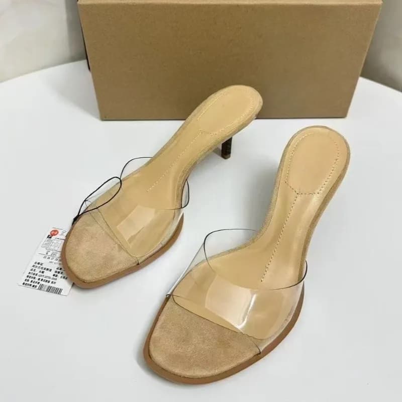 New Mules Transparent Women's Nude 2026 with Round Toe and Tacco Sottile, Comfortable Slip-on Shoes for Office, Party, Casual and Daily