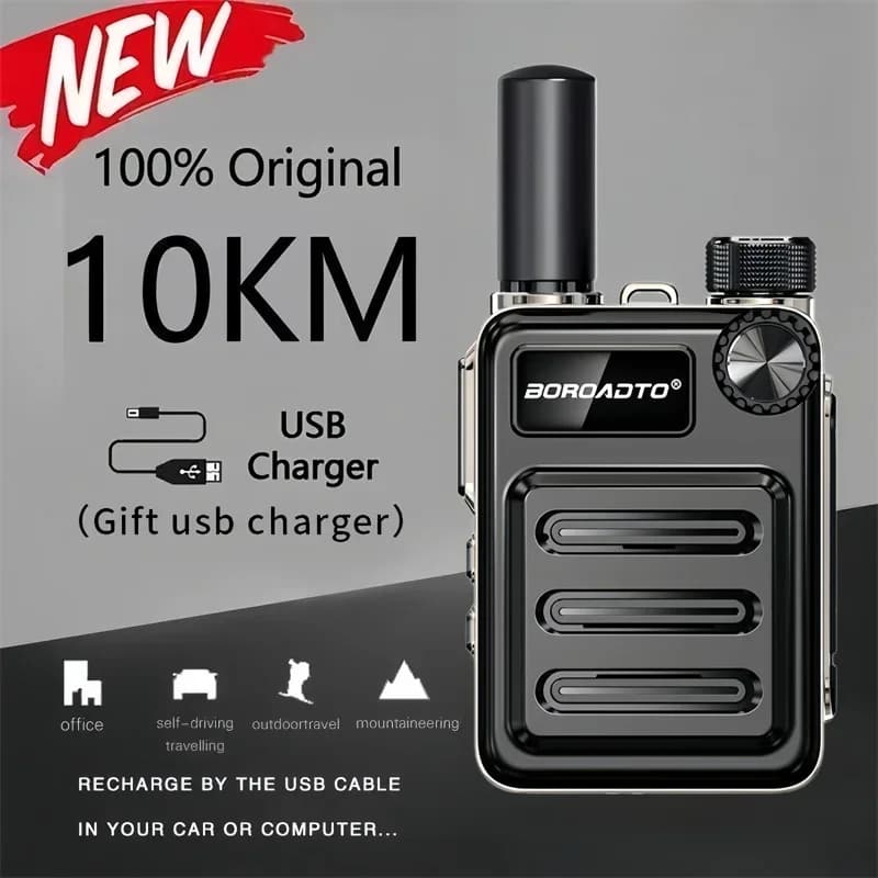 Mini Walkie Talkie 5W UHF 400-470MHz 16CH Radio Bidirezionale con Abbinamento Frequenza a un Tasto, Lunga Autonomia, Ricetrasmettitore Portatile