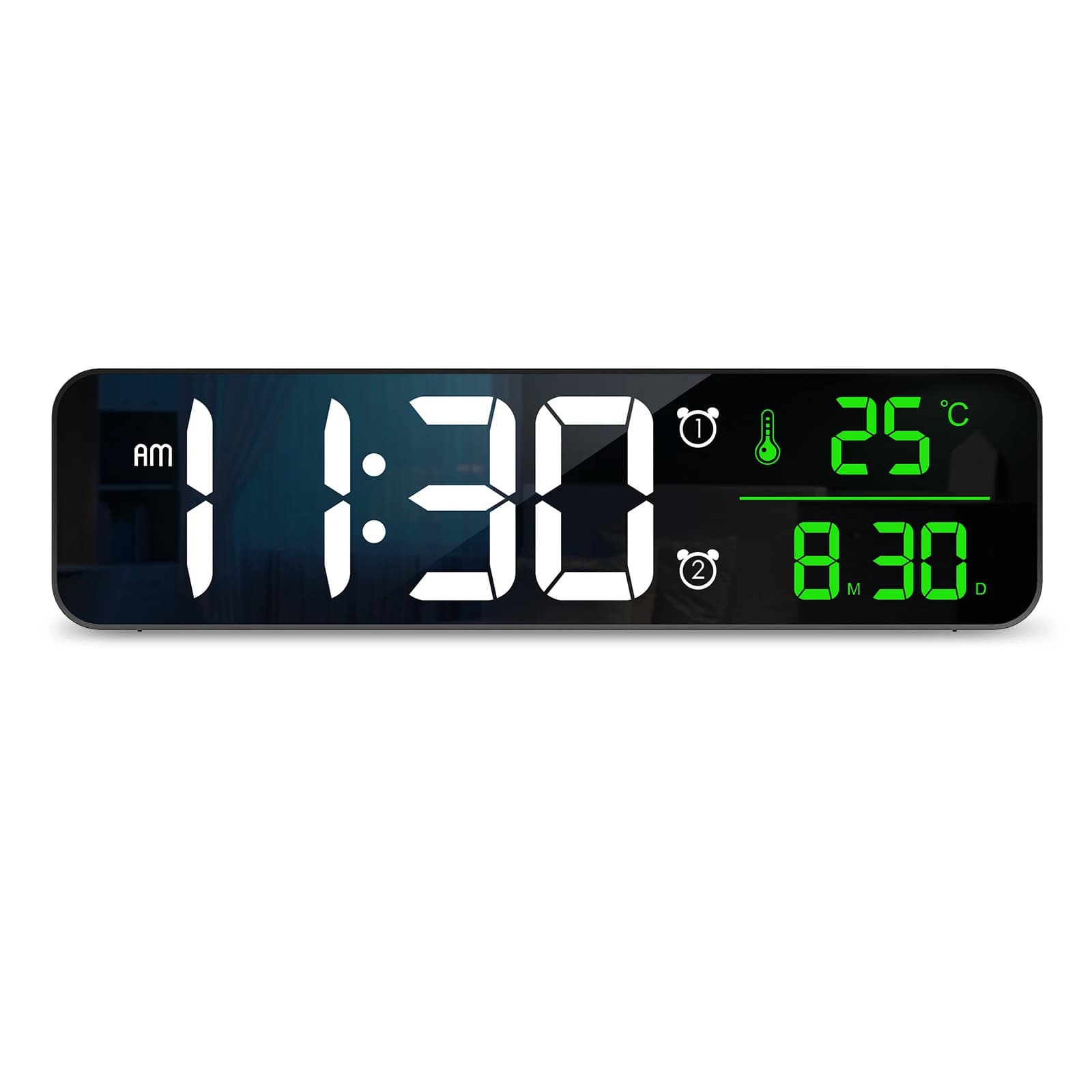 ORIA Digital Watch Large Screen Wall Clock Temperature Date Display Wall Mirror LED Alarm Clock for Home Decoration