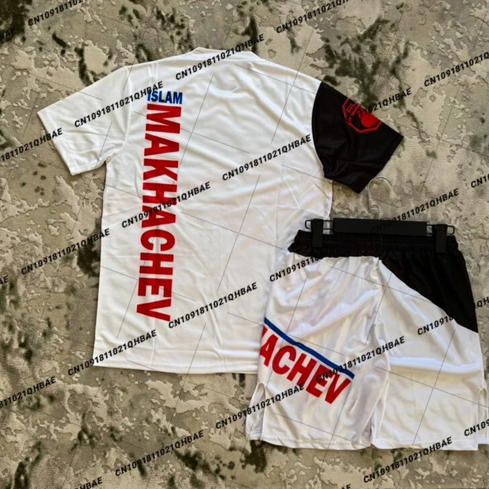 Summer Top Boxer MMA Octagonal Cage Islam Makhachev Tshirt Shorts Set Men Sports Training Running Set Speed drying Fighting Set