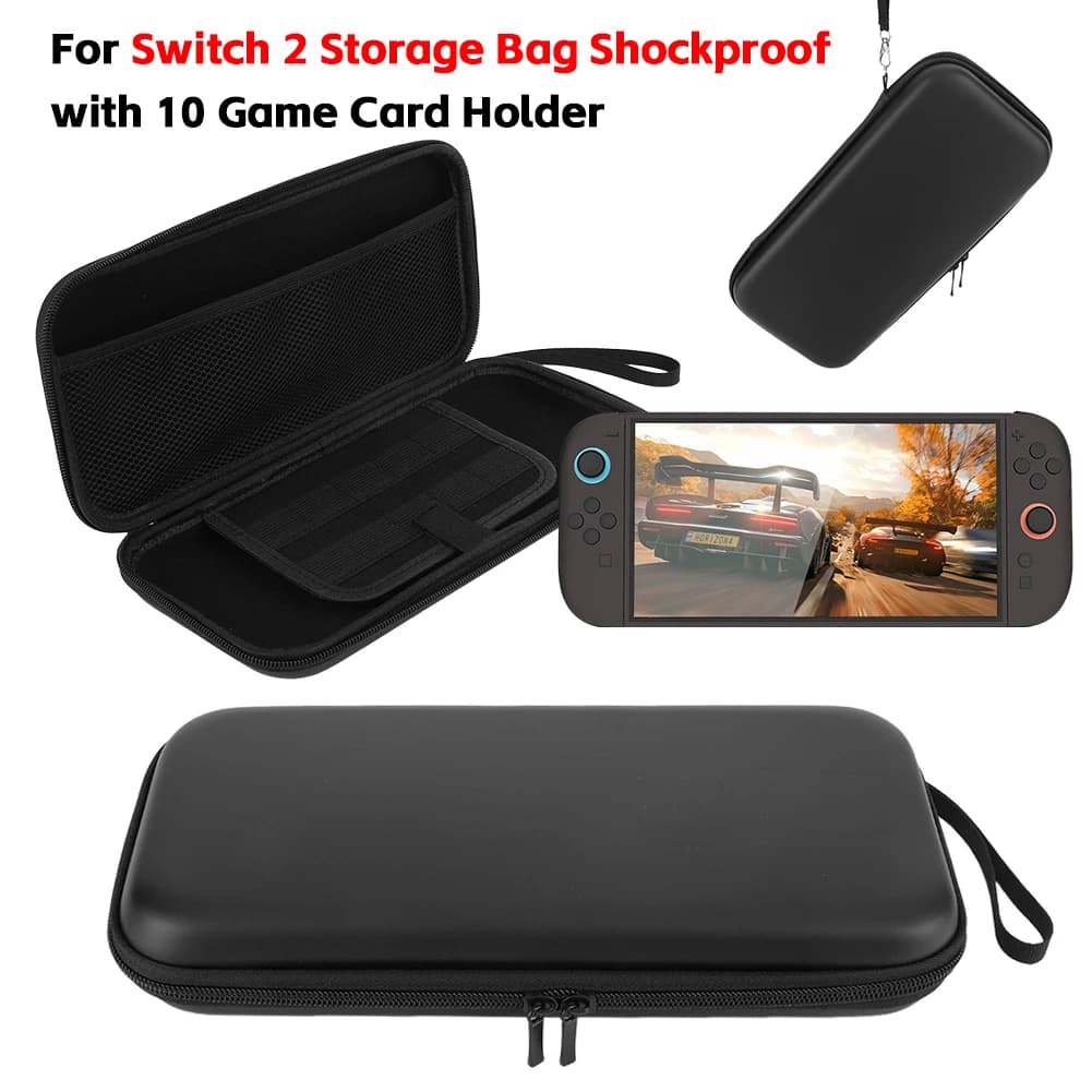 Custodia da trasporto in PU per Switch 2, borsa organizer antiurto con porta 10 schede di gioco per console e accessori Nintendo Switch 2