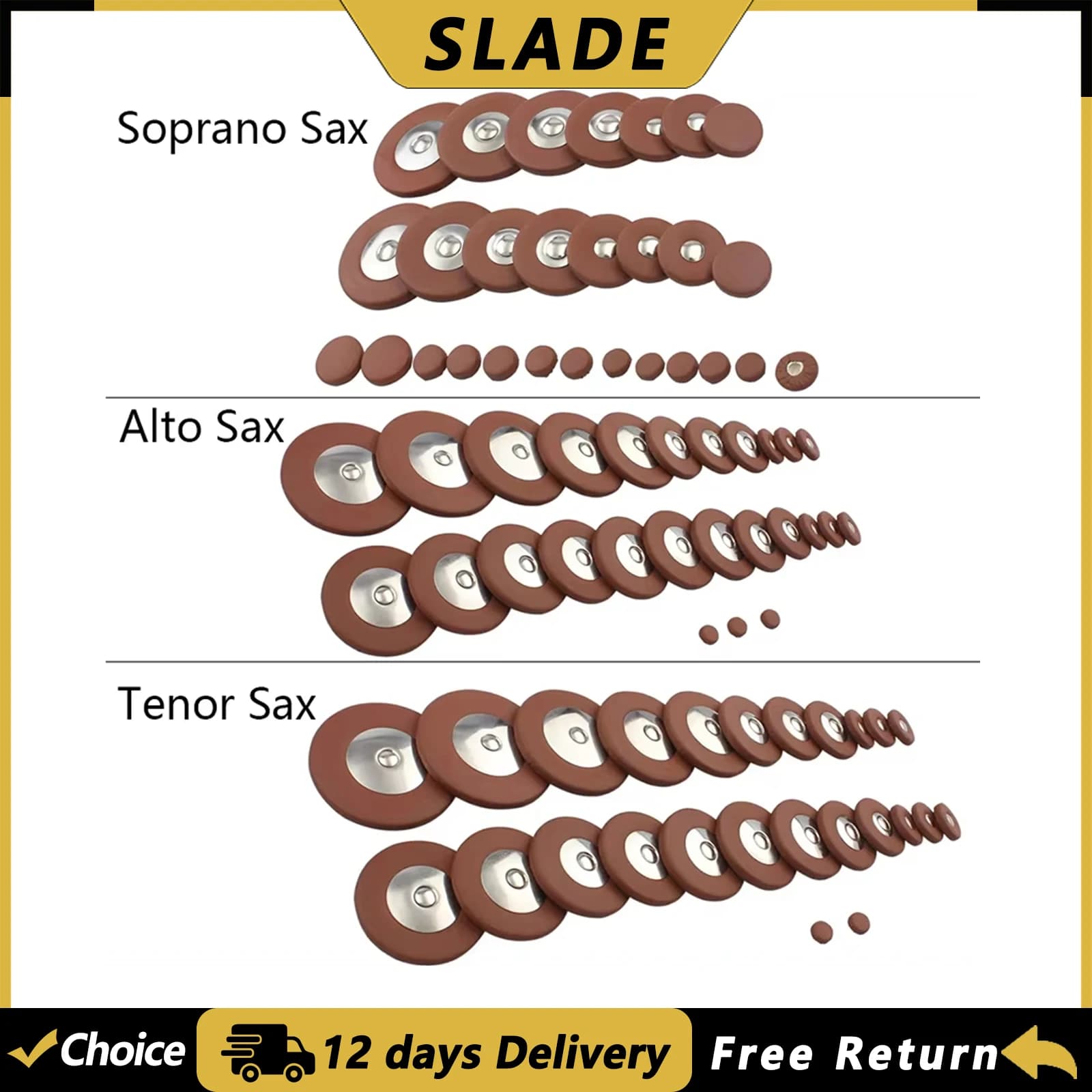 SLADE Saxophone Key Pads Alto/Tenor/Soprano Sax Button Leather Pads Woodwind Musical Instrument Saxofone Parts & Accessories