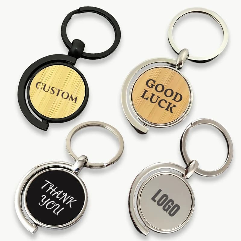 Custom LOGO Wooden Swivel Keychain Text Laser Engraved Custom Keychain Durable bamboo keychain Women's Keychain Man
