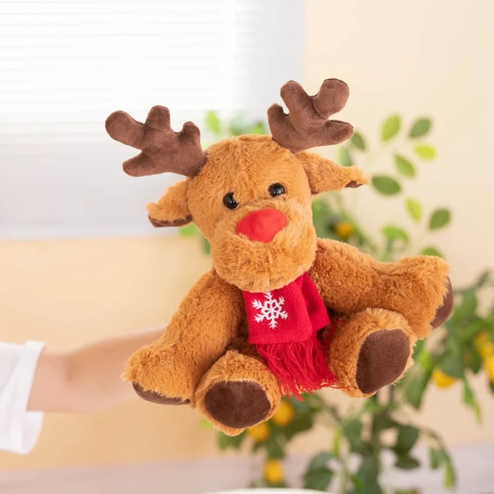 Soft 28cm Christmas Reindeer 3D Red Scarf Christmas Deer Xmas Elk Children