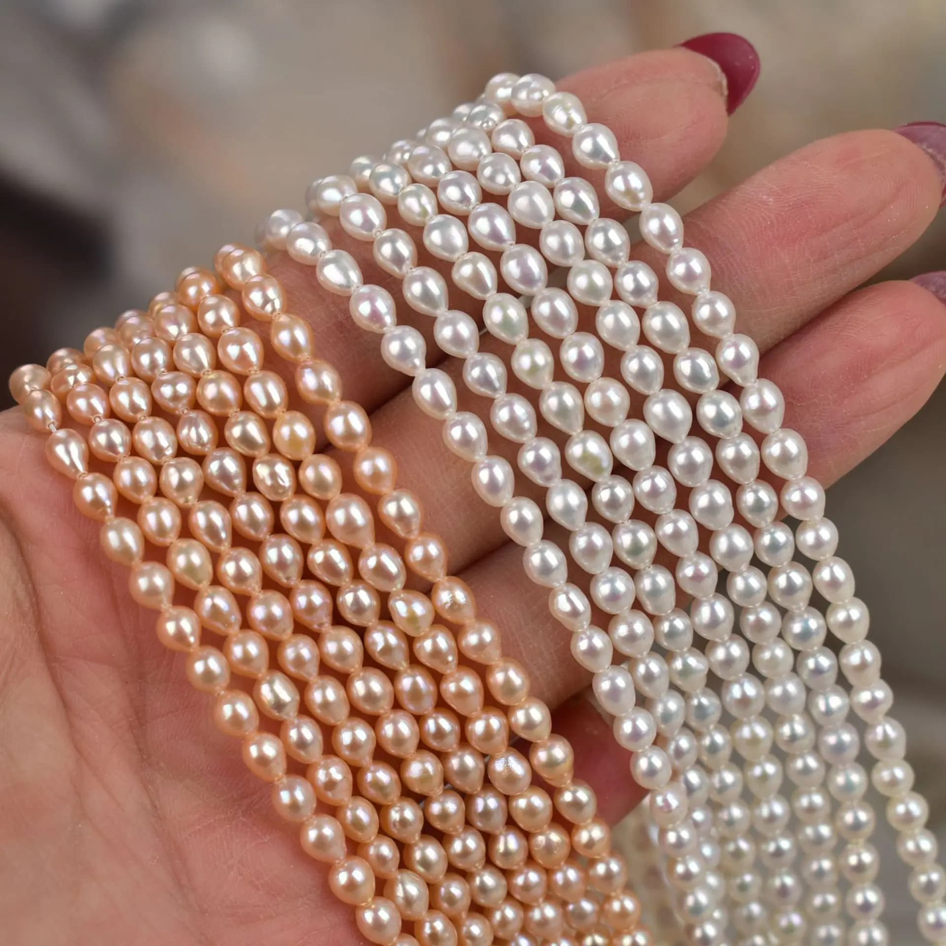 Nuove Perle d'Acqua Dolce a Goccia da 4-5mm Bianche Sciolte per Gioielli, Perle Barocche Fatte a Mano per Creazione Fai-da-Te di Collane e Bracciali