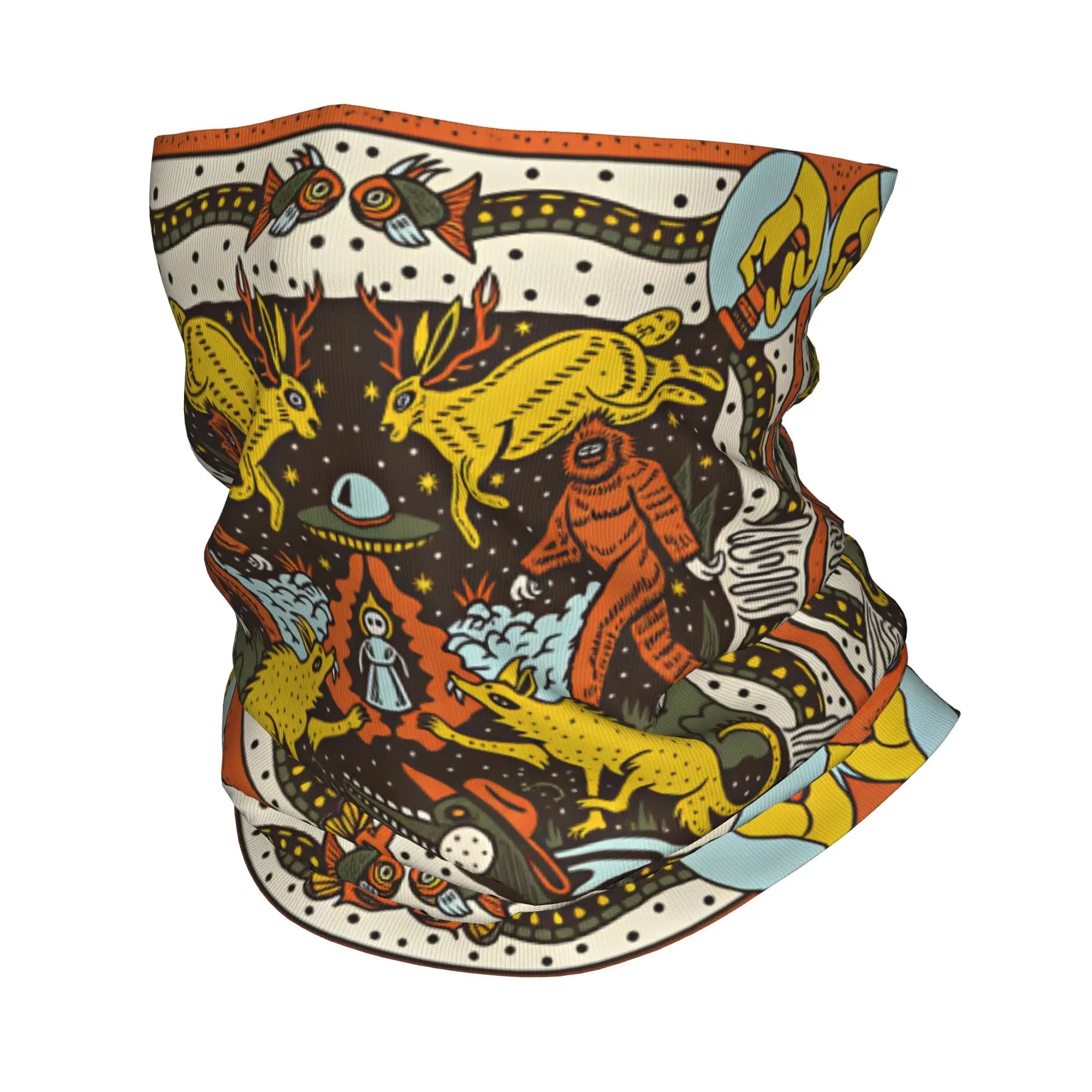 Cryptid Creatures Balaclava Hiking Camping Cycling Mask Windproof Seamless Soft Face Masks Summer Retro Scarf Bandana