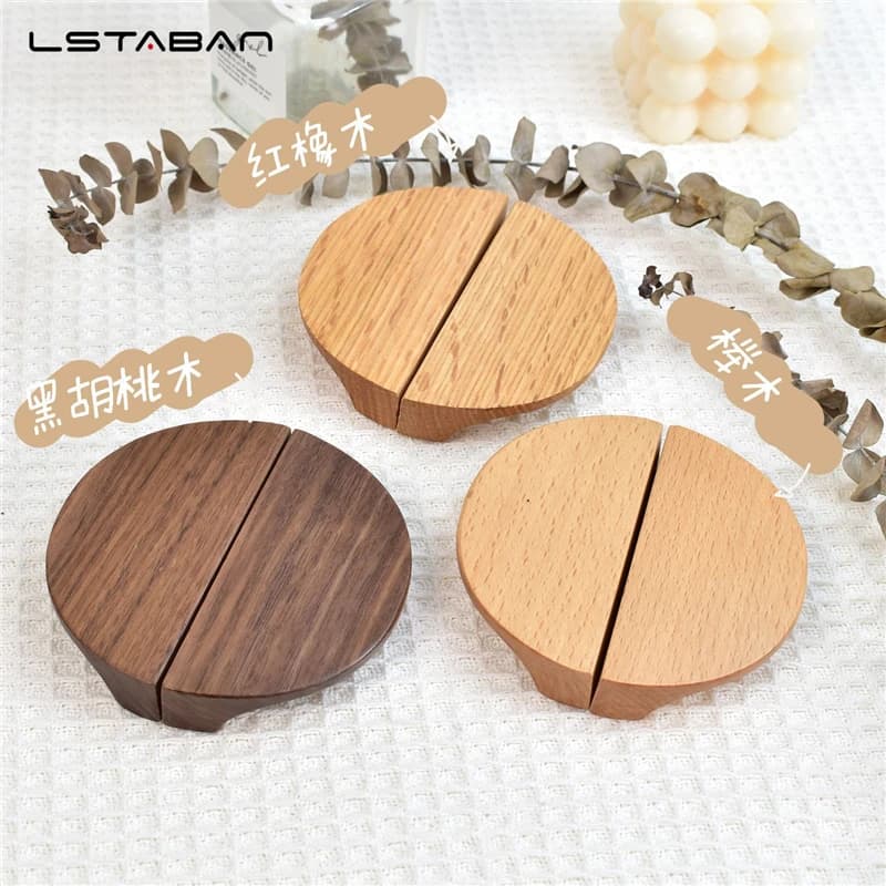 Un paio di pomelli in legno per ante di mobili da cucina, armadi, scarpiere, cassetti, maniglie semicircolari, maniglie per mobili in legno per tavoli da toeletta